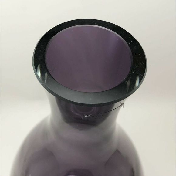 TARNOW POLAND Purple Art Glass Vase W/Clear‎ Base 12 5/8” Amethyst Heavy Decor - Picture 7 of 9